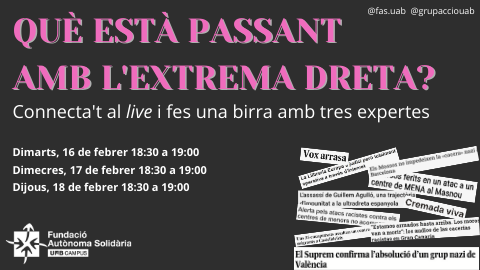 Cartell del directe d'Instagram per parlar sobre l'extremadreta